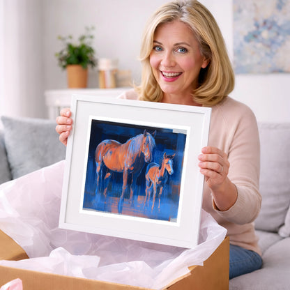 Cobalt and Apricot - mare & foal art gift idea for horse lovers