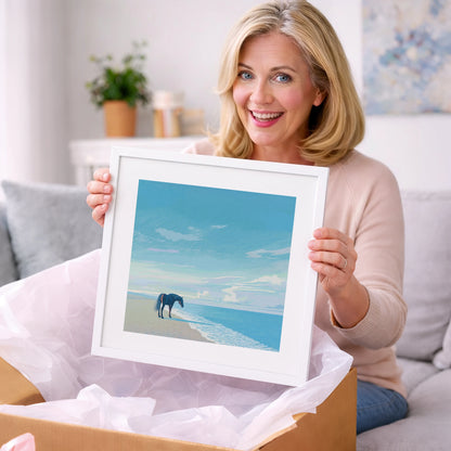 Solitude by the Sea - horse landscape art gift idea for horse lovers