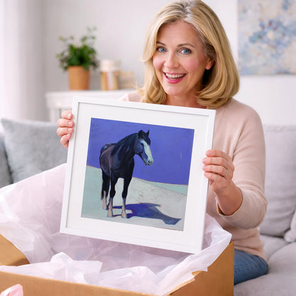 Indigo Solitude - horse portrait art gift idea for horse lovers