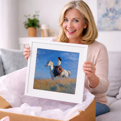 Across the Golden Fields - horse & rider art gift idea for horse lovers