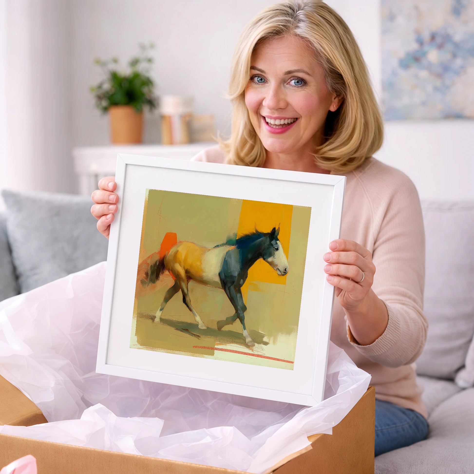 Vivid Abstract Stride - horse portrait art gift idea for horse lovers