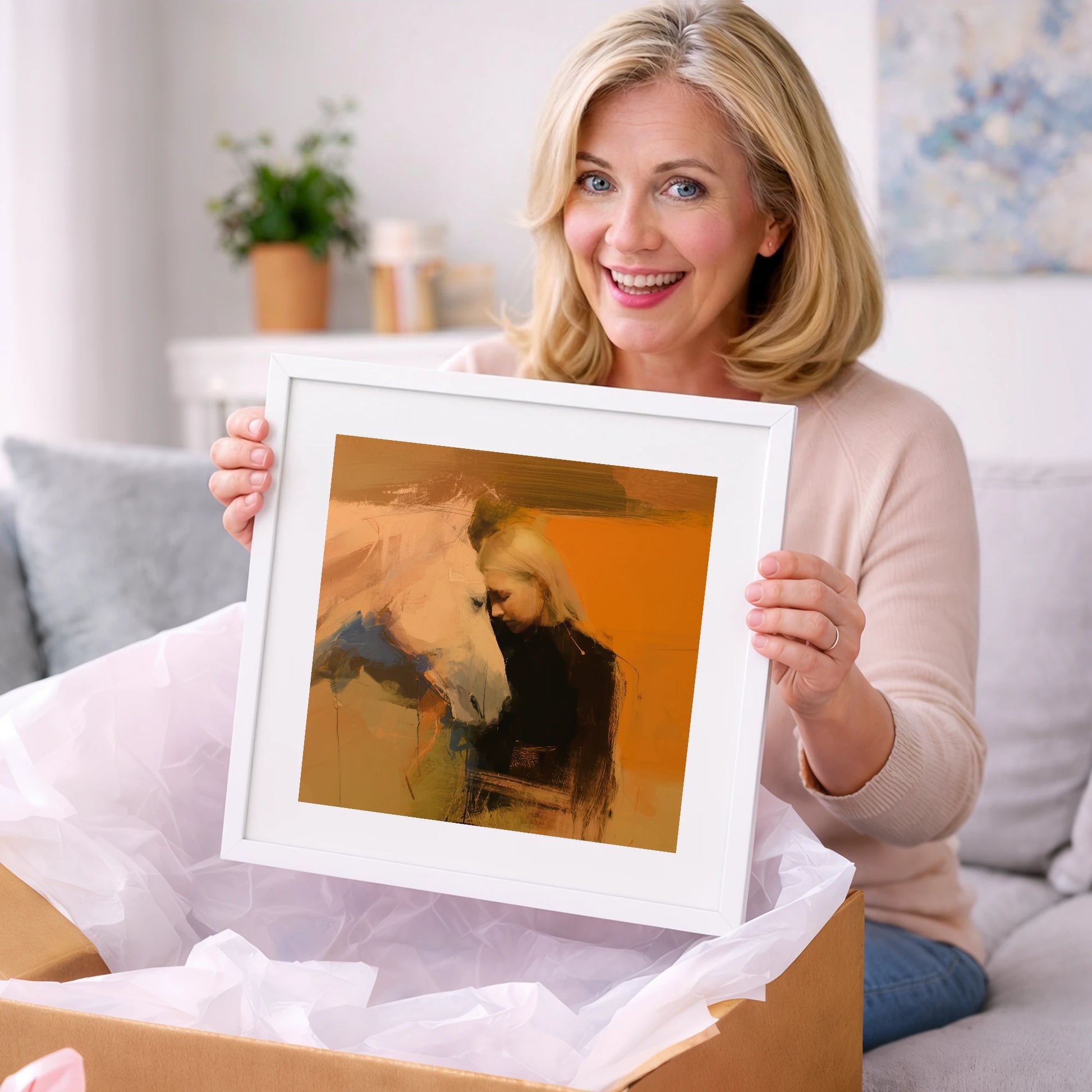Silent Connection - horse & rider art gift idea for horse lovers