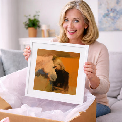 Silent Connection - horse & rider art gift idea for horse lovers