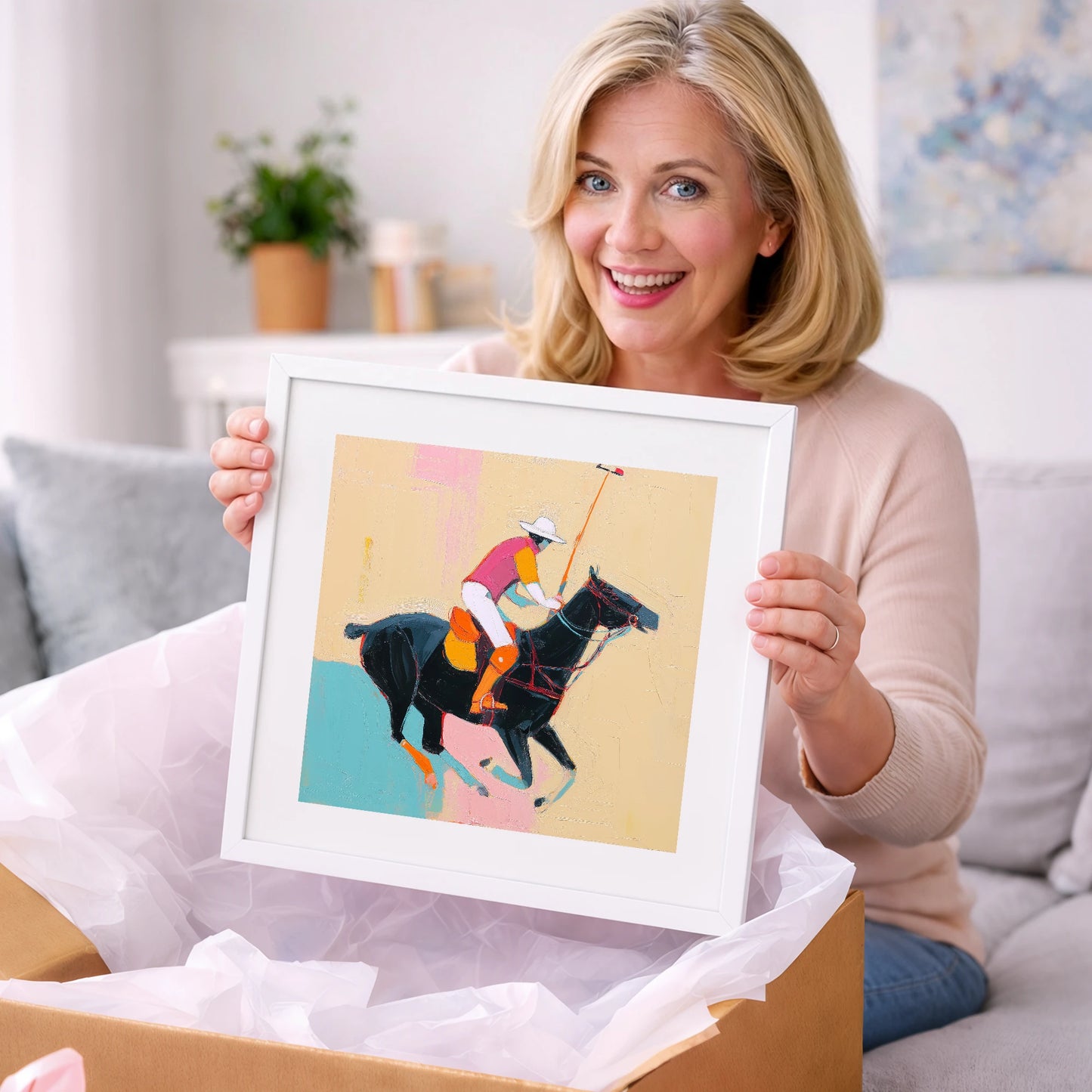 Vibrant Polo Strike - polo horse art gift idea for horse lovers