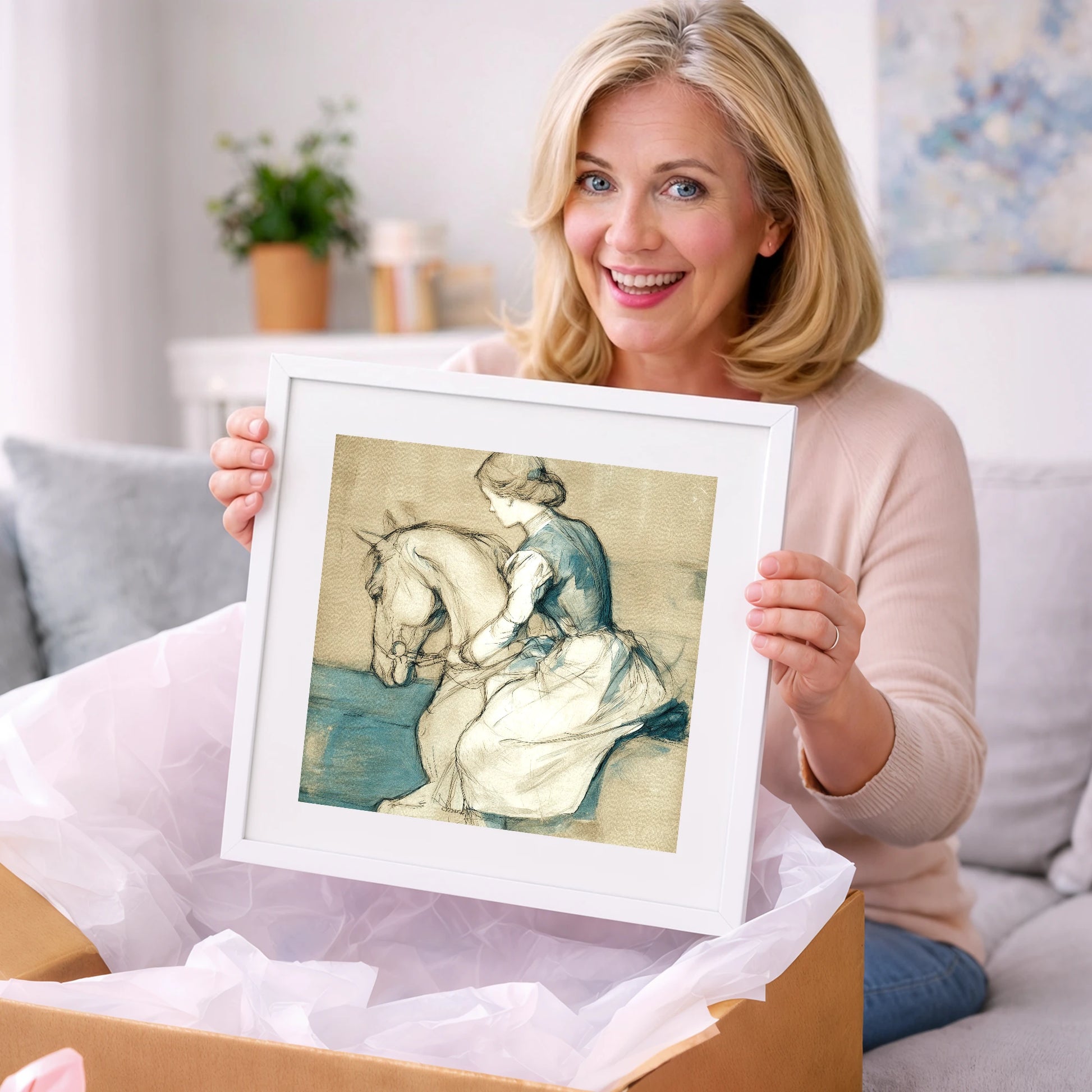 A Quiet Harmony - horse & rider art gift idea for horse lovers