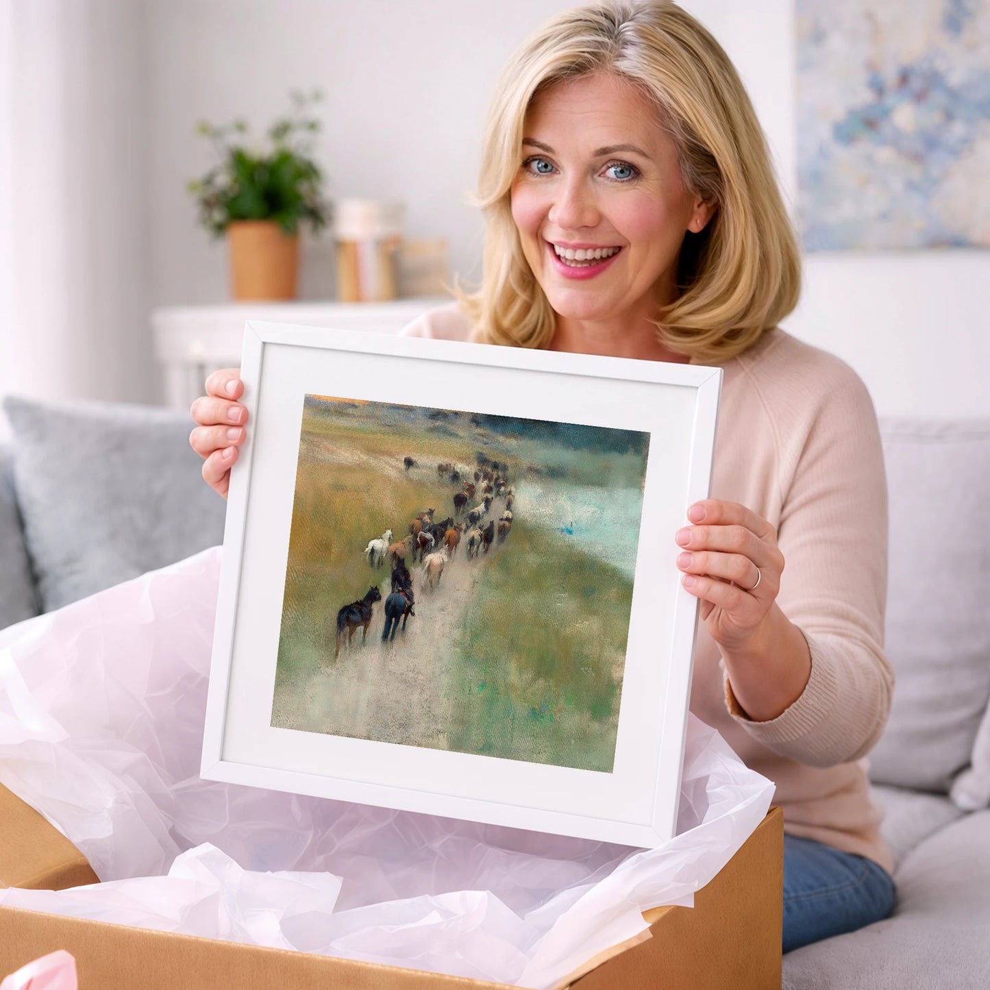 The Dusty Trail - wild horses art gift idea for horse lovers