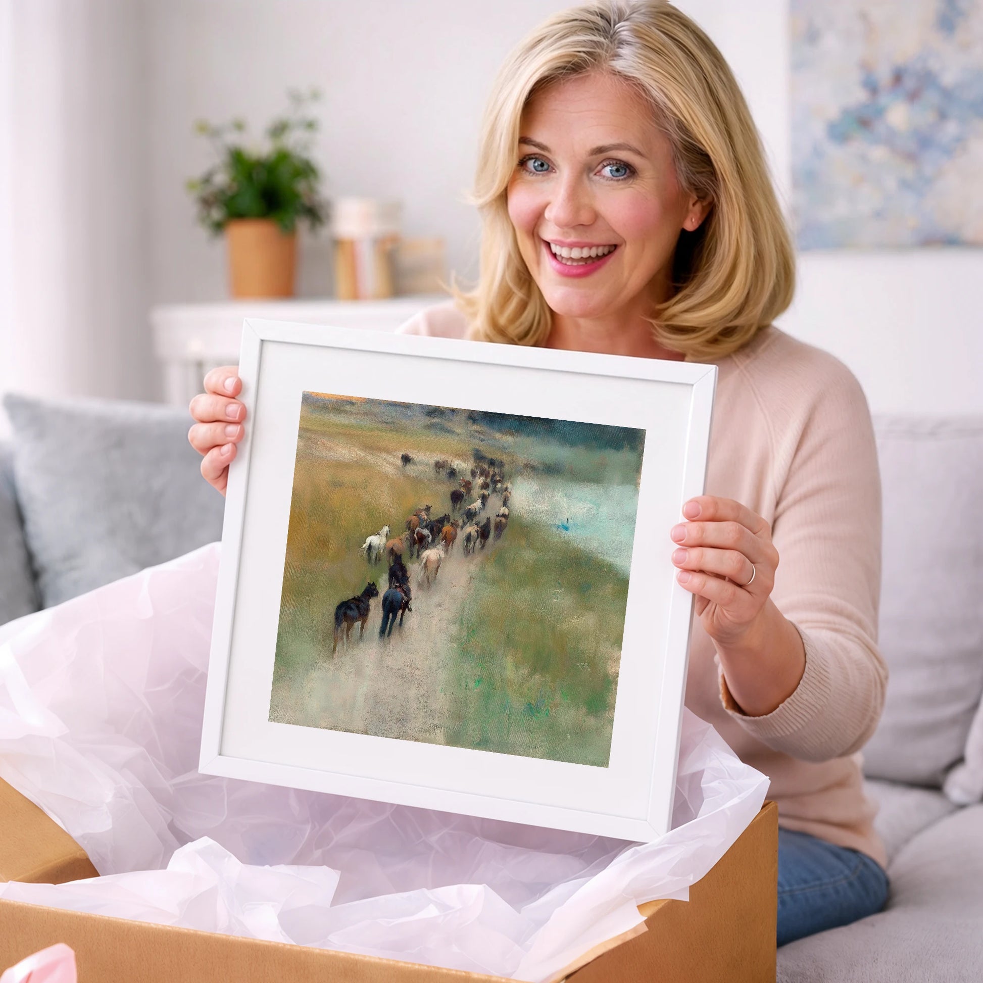 The Dusty Trail - wild horses art gift idea for horse lovers