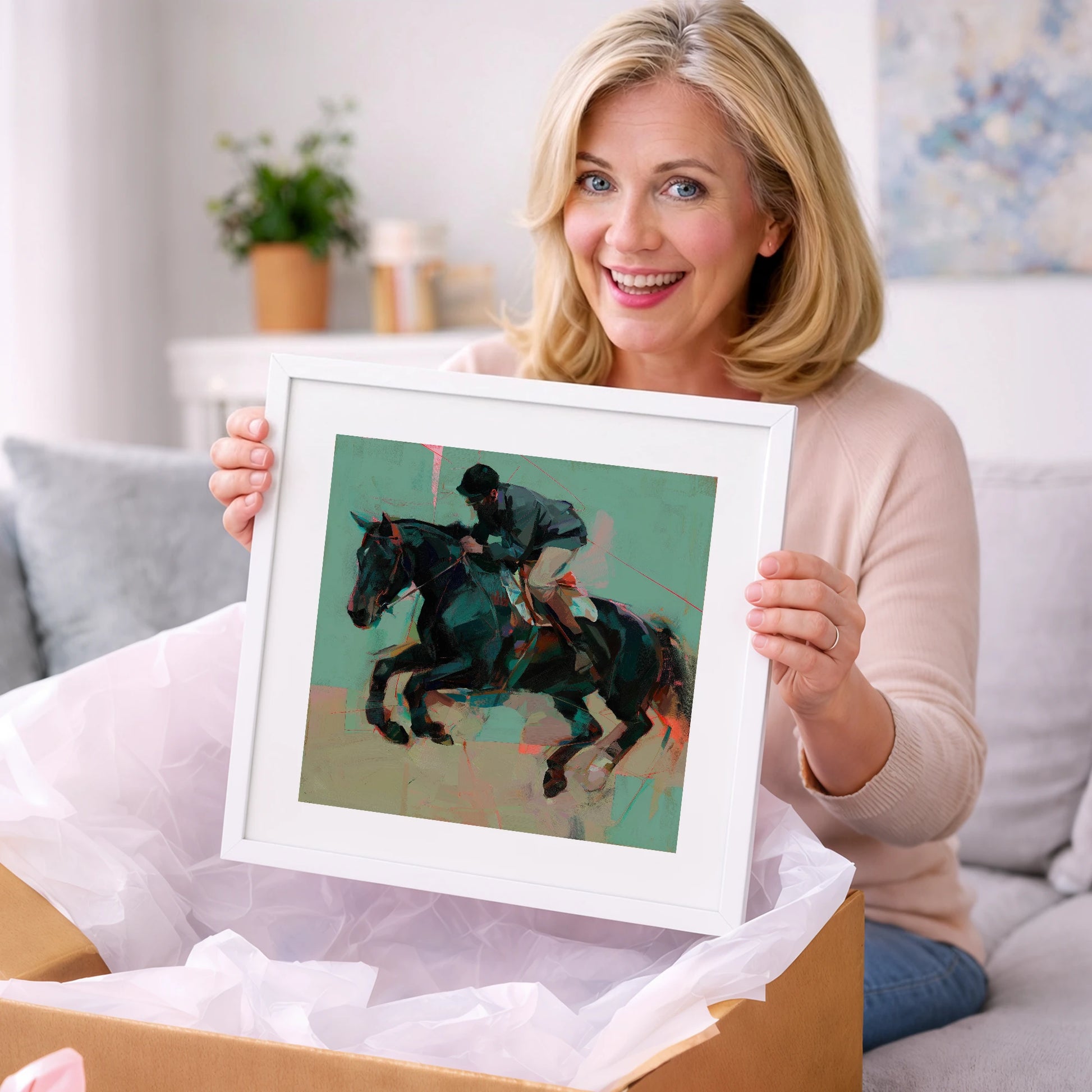Modern Showjumper - show jumping horse art gift idea for horse lovers
