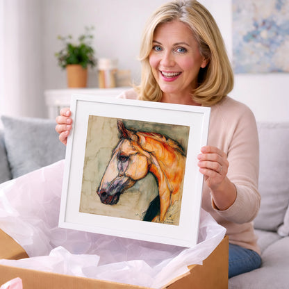 Sienna Wash Equine Study - horse portrait art gift idea for horse lovers