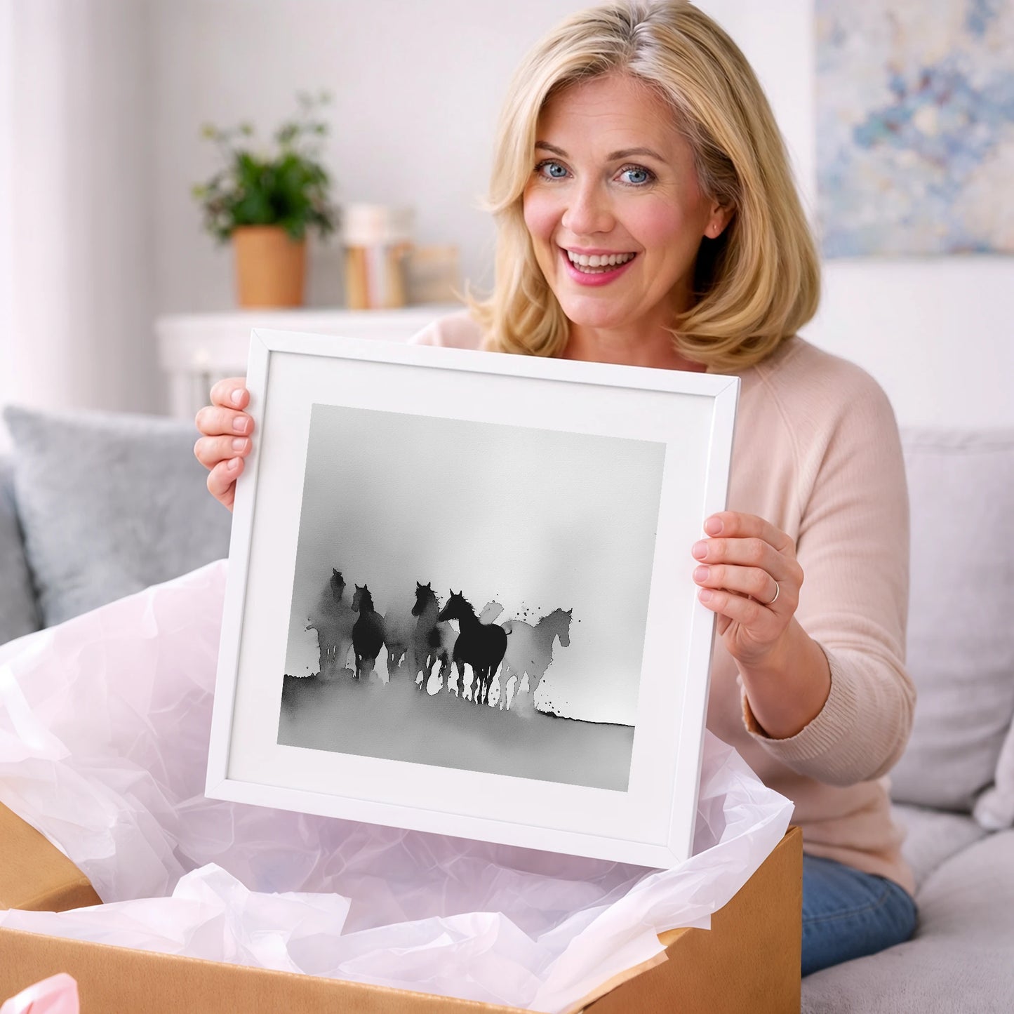Ethereal Herd Silhouettes - wild horses art gift idea for horse lovers