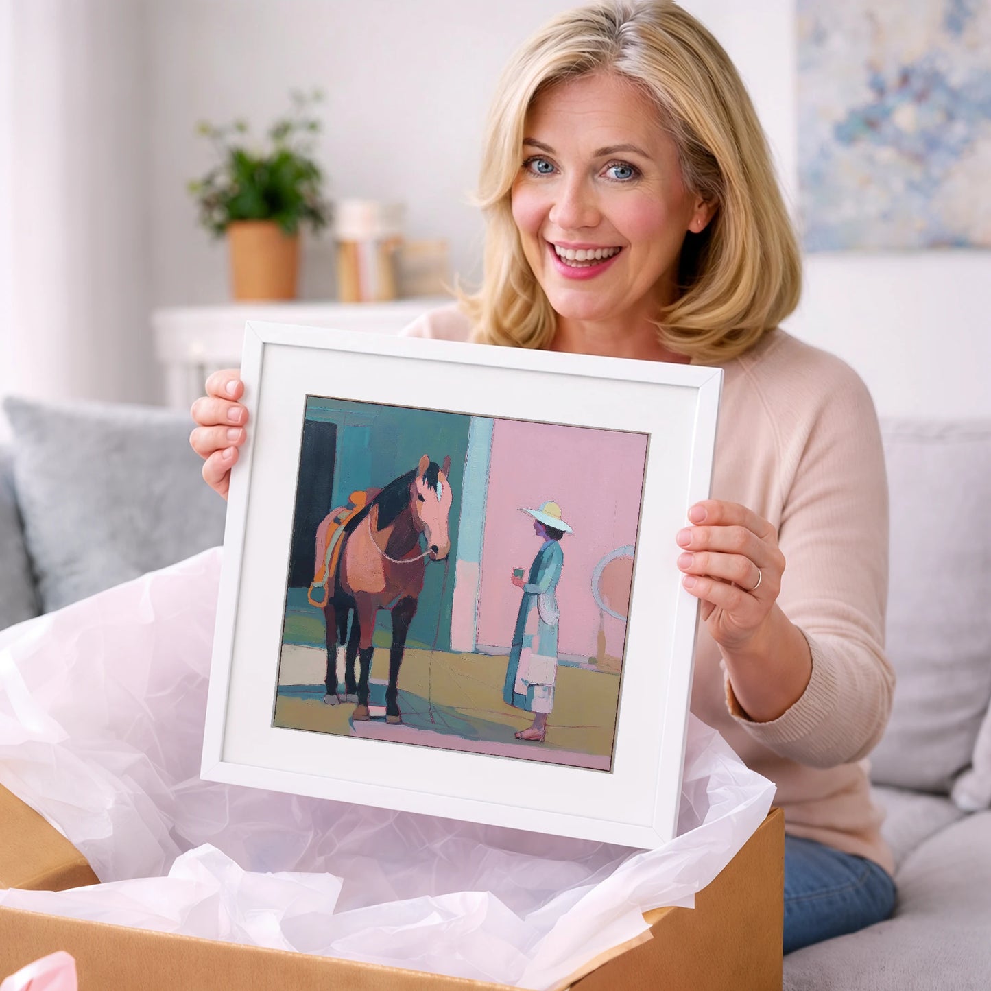 A Moment of Stillness - horse & rider art gift idea for horse lovers