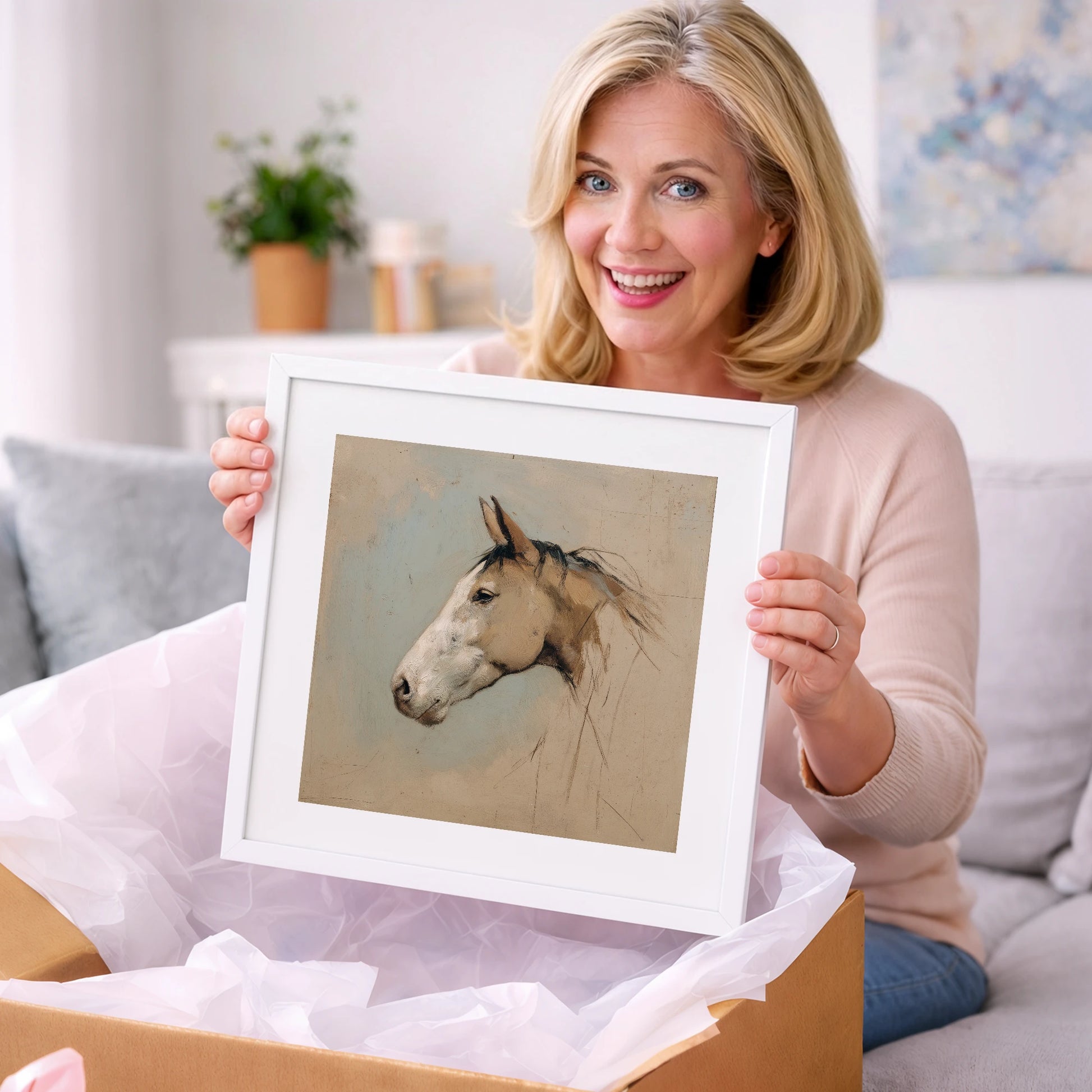 Muted Equine Profile - horse portrait art gift idea for horse lovers