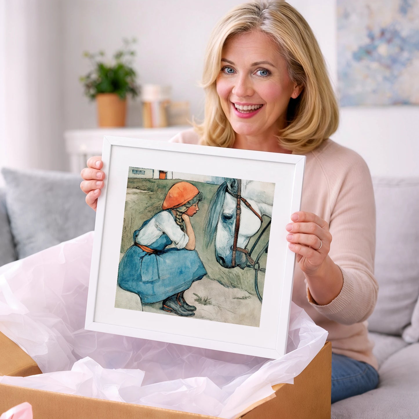 Quiet Moments Together - horse & rider art gift idea for horse lovers