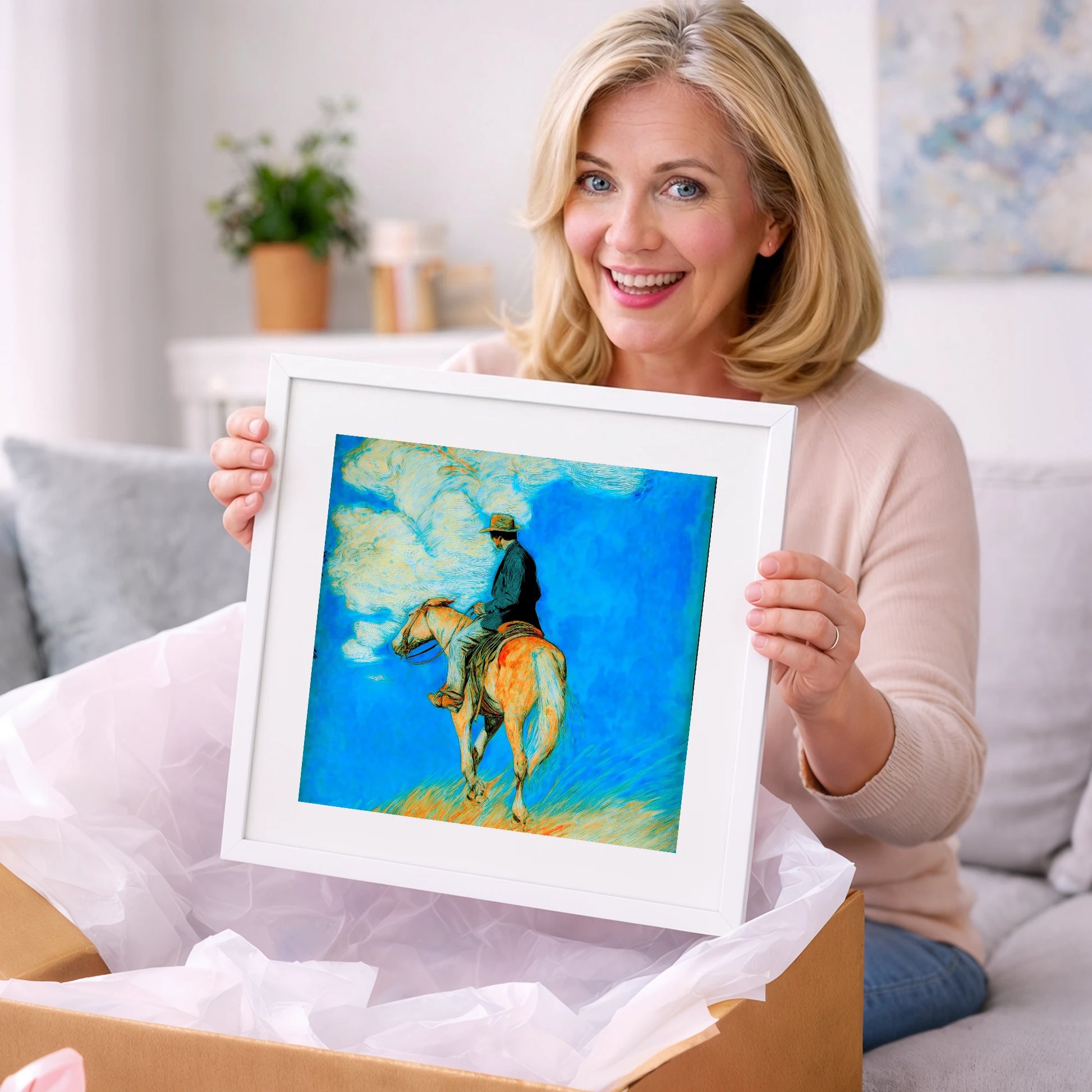 Vivid Western Horizon - western horse art gift idea for horse lovers