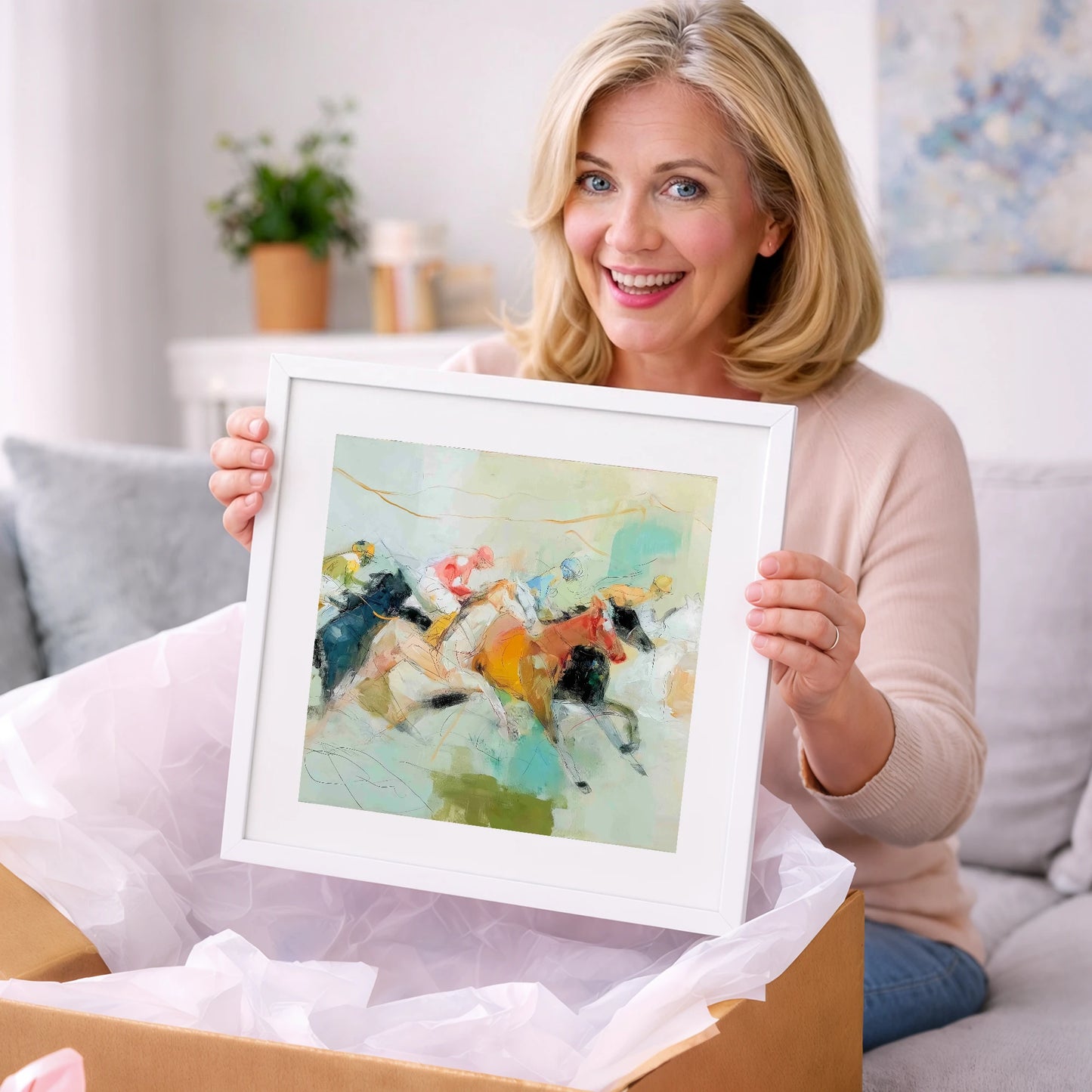 Rush to the Line - racing horse art gift idea for horse lovers