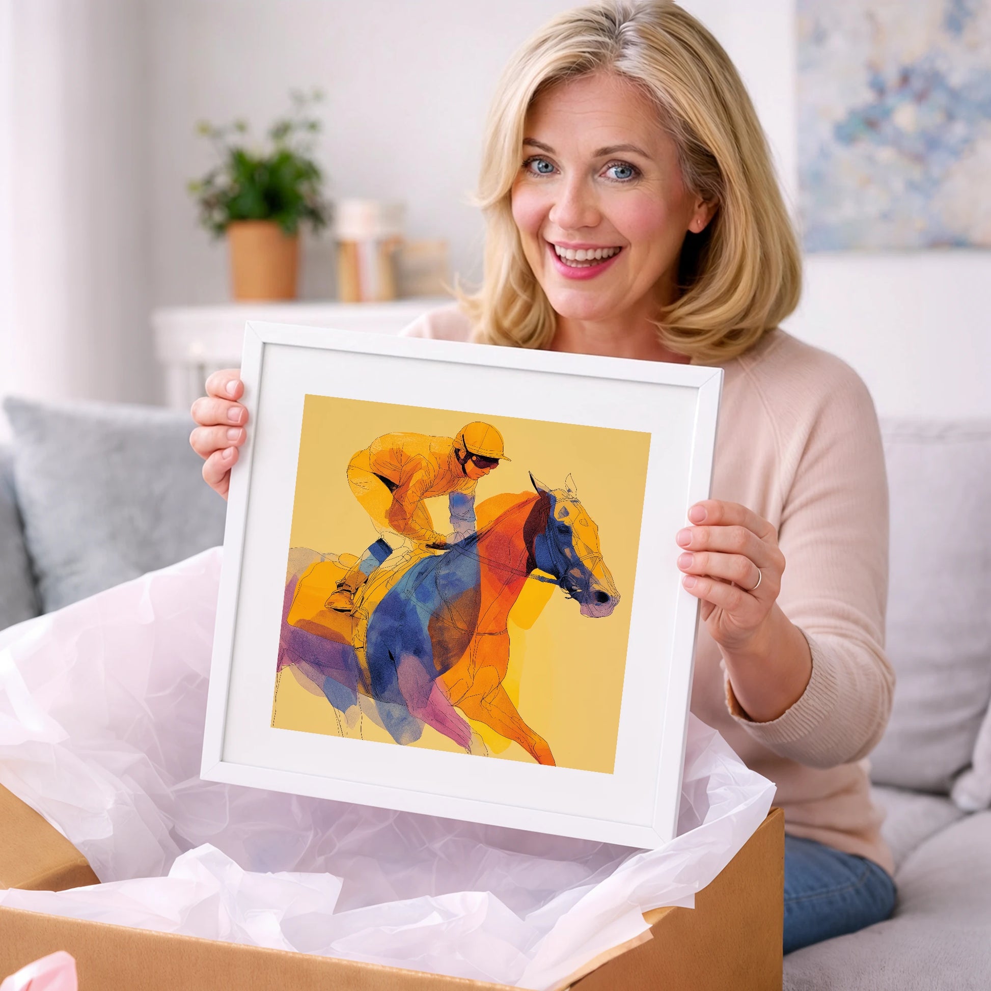 Prismatic Racing Stride - racing horse art gift idea for horse lovers