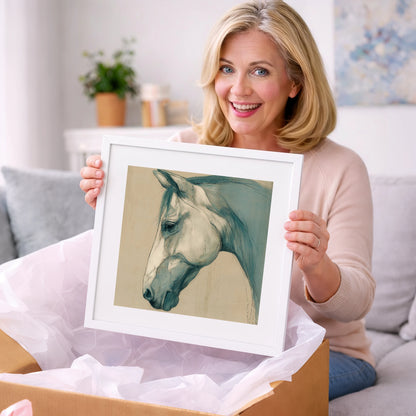 Teal Wash Portrait - horse portrait art gift idea for horse lovers