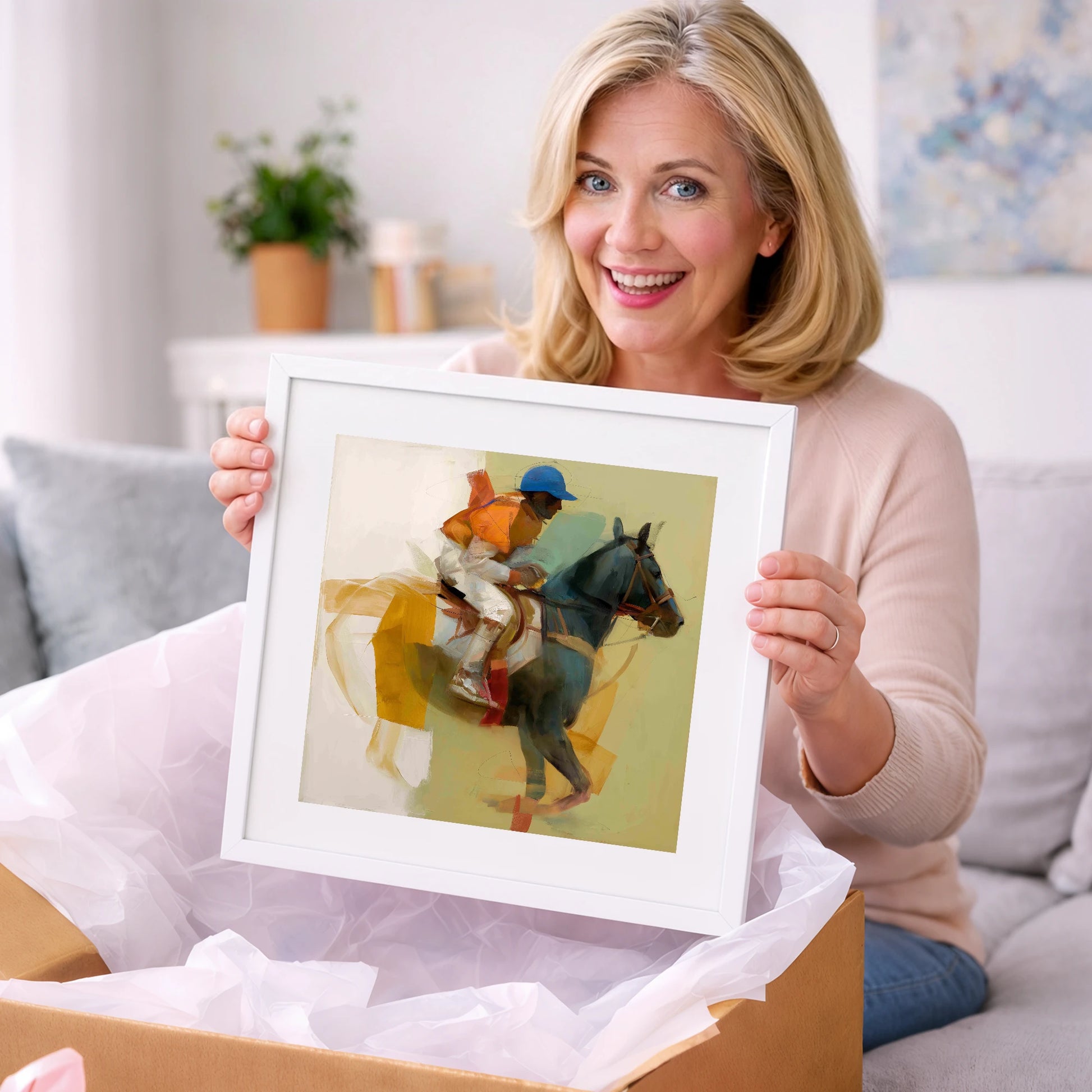 Cerulean and Silk - racing horse art gift idea for horse lovers