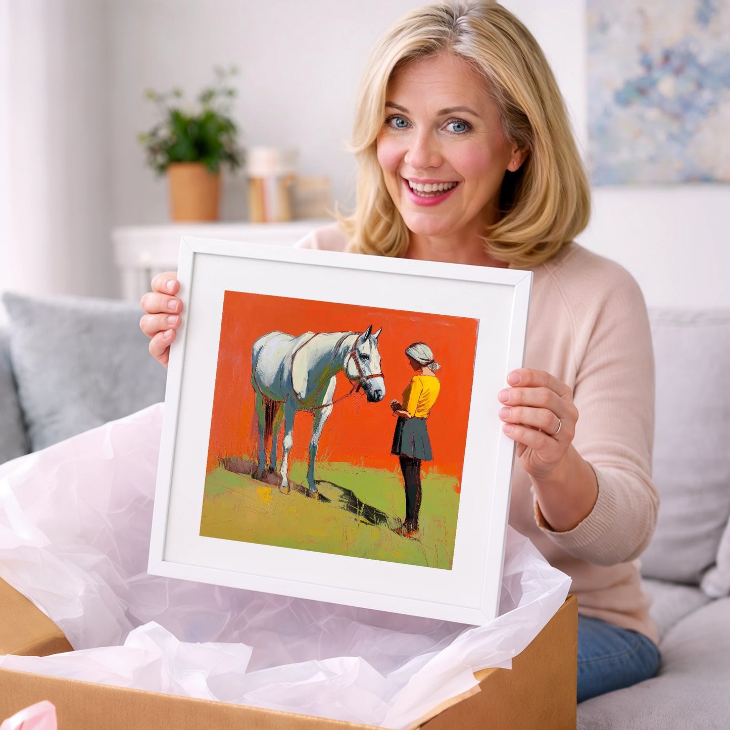 A Quiet Understanding - horse & rider art gift idea for horse lovers