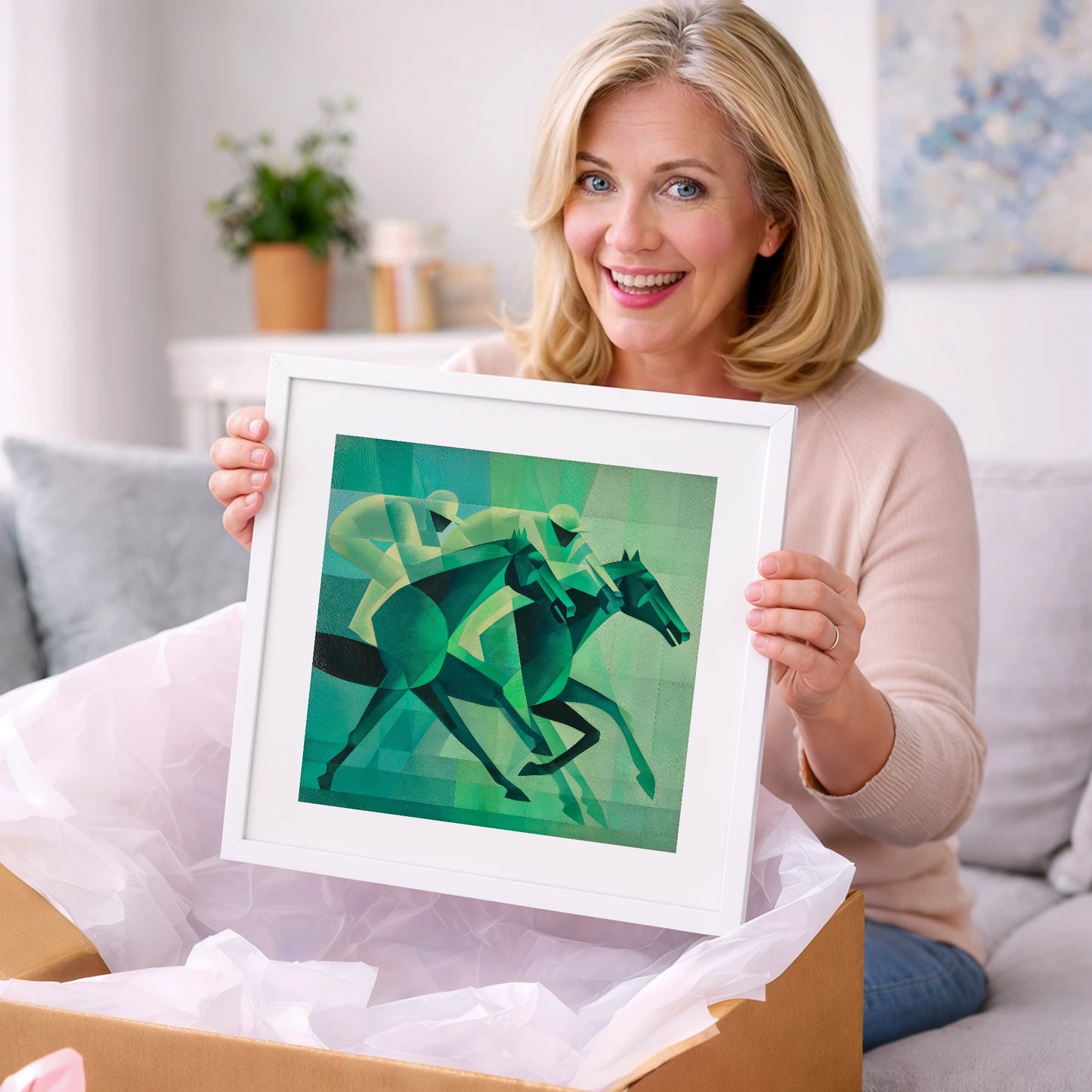 Emerald Racing Pace - racing horse art gift idea for horse lovers