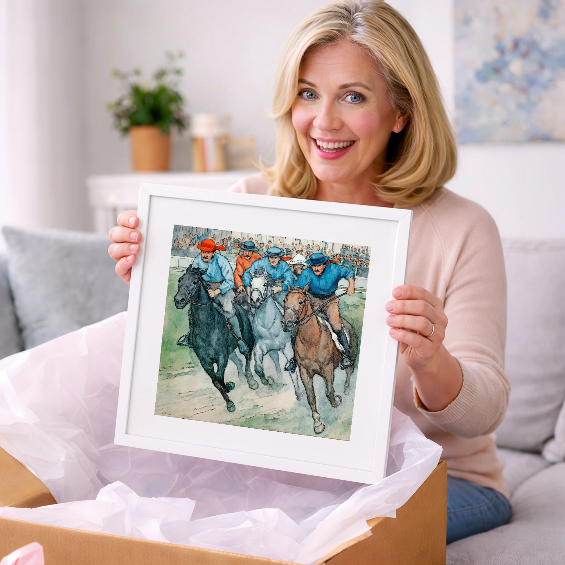 Classic Turf Rivalry - racing horse art gift idea for horse lovers