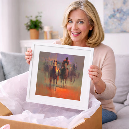 Through the Morning Dust - racing horse art gift idea for horse lovers