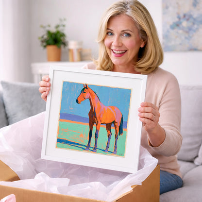 Vibrant Orange Horse Portrait - horse breed art gift idea for horse lovers