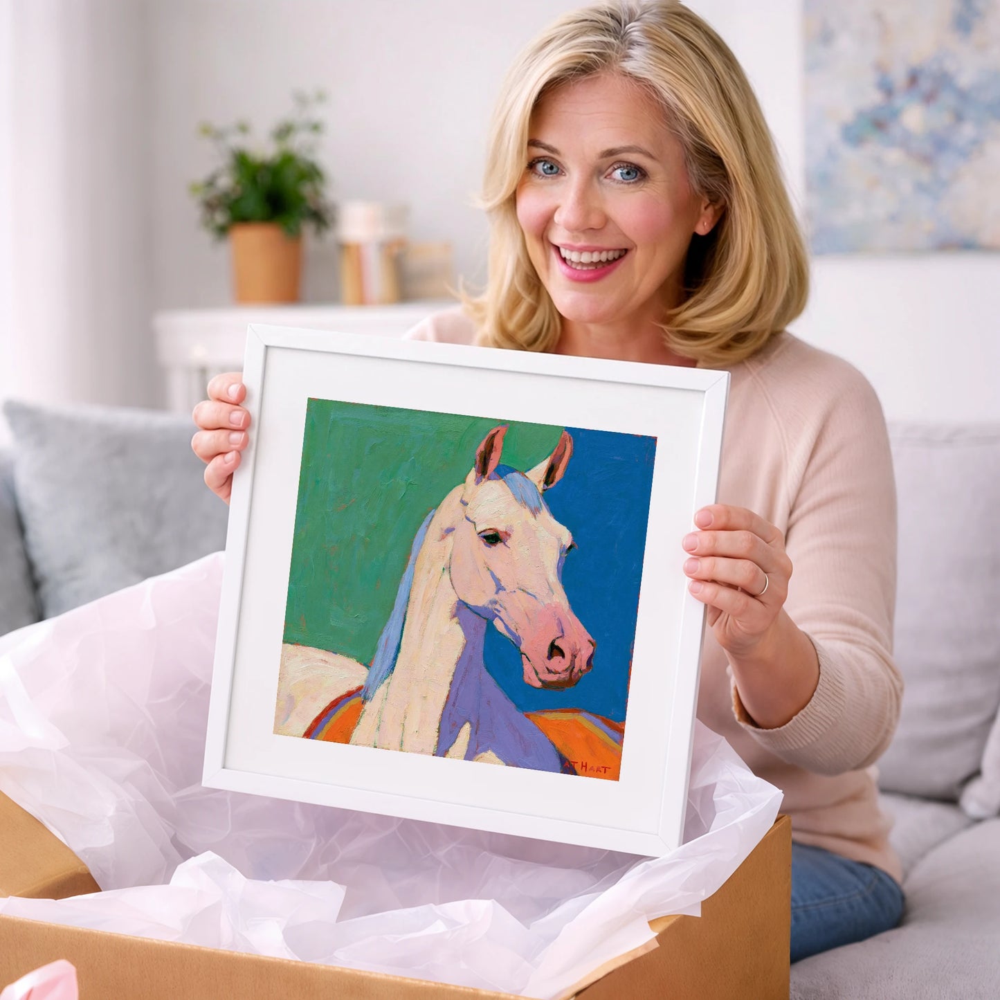 Vibrant Grey Arabian Horse - horse breed art gift idea for horse lovers