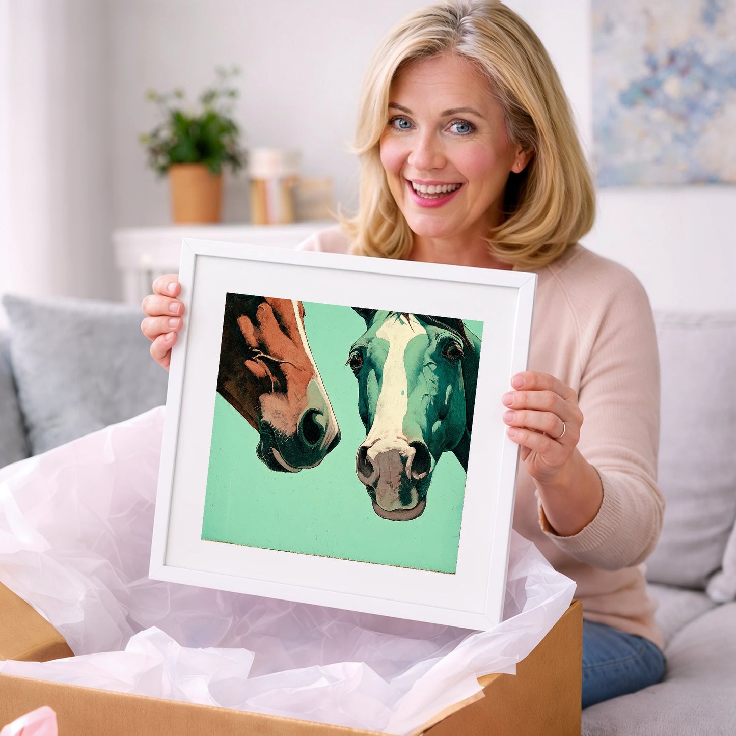 Inquisitive Companions - horse portrait art gift idea for horse lovers