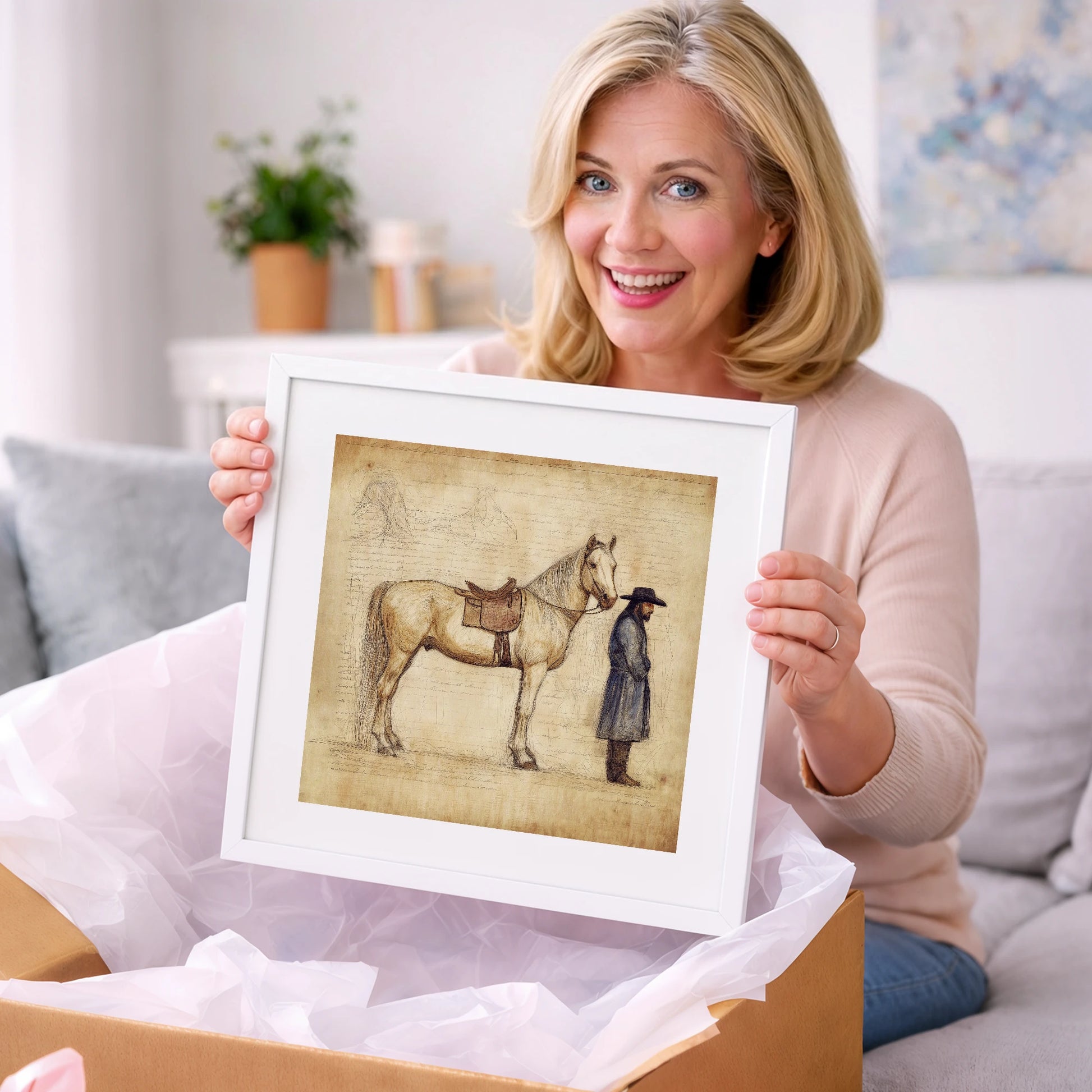 The Frontiersman's Companion - western horse art gift idea for horse lovers