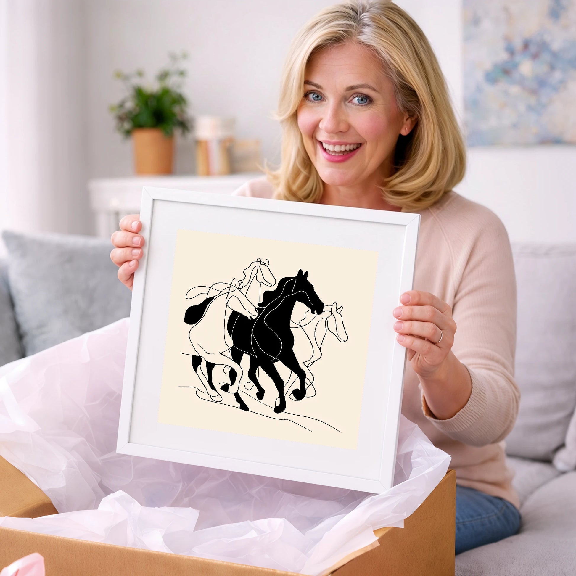Fluid Equine Silhouette - wild horses art gift idea for horse lovers
