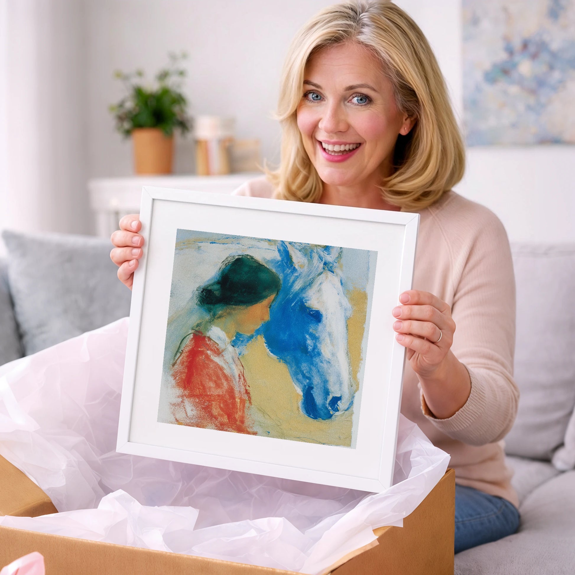 The Cobalt Companion - horse & rider art gift idea for horse lovers