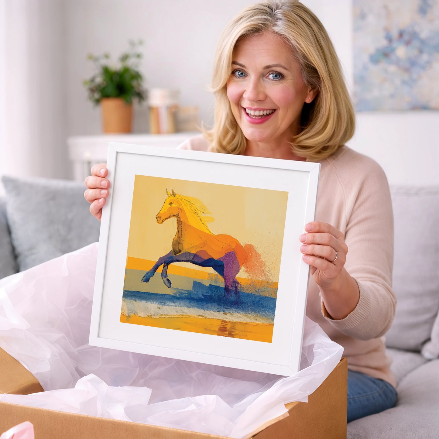 Vivid Coastal Bound - beach horse art gift idea for horse lovers