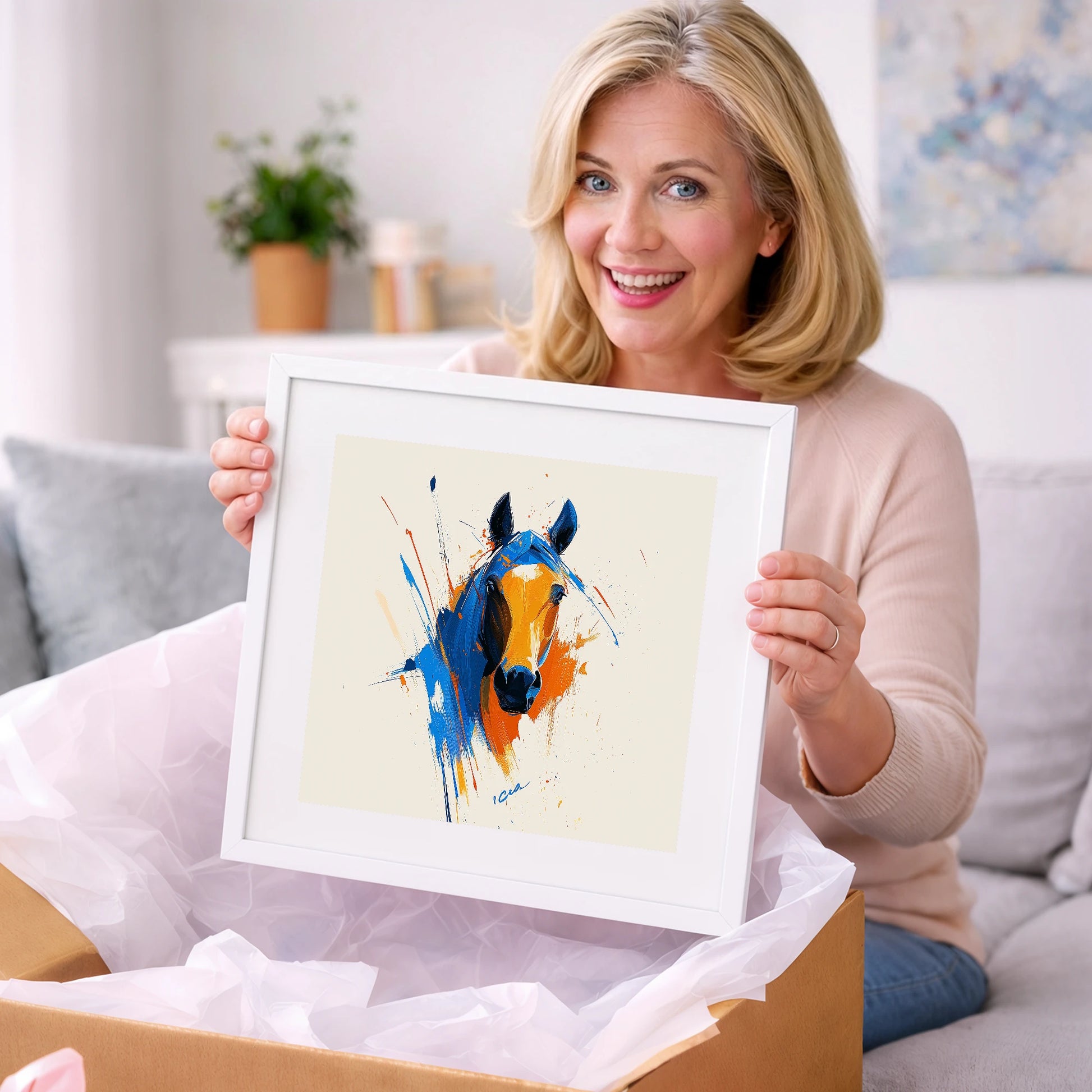Indigo and Fire - horse portrait art gift idea for horse lovers