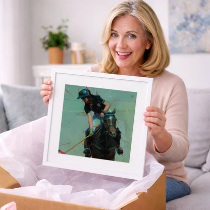 Mid-Match Focus - polo horse art gift idea for horse lovers