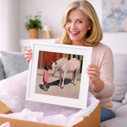 A Quiet Connection - horse & rider art gift idea for horse lovers