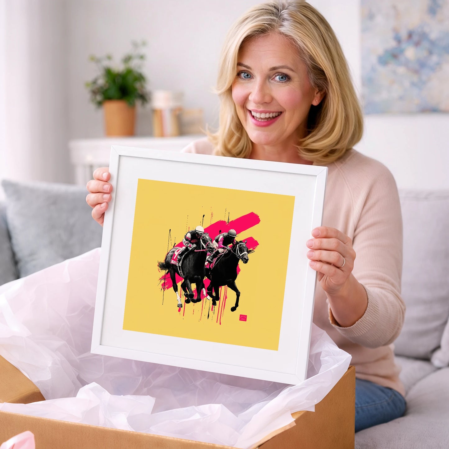 High Stakes Sprint - racing horse art gift idea for horse lovers