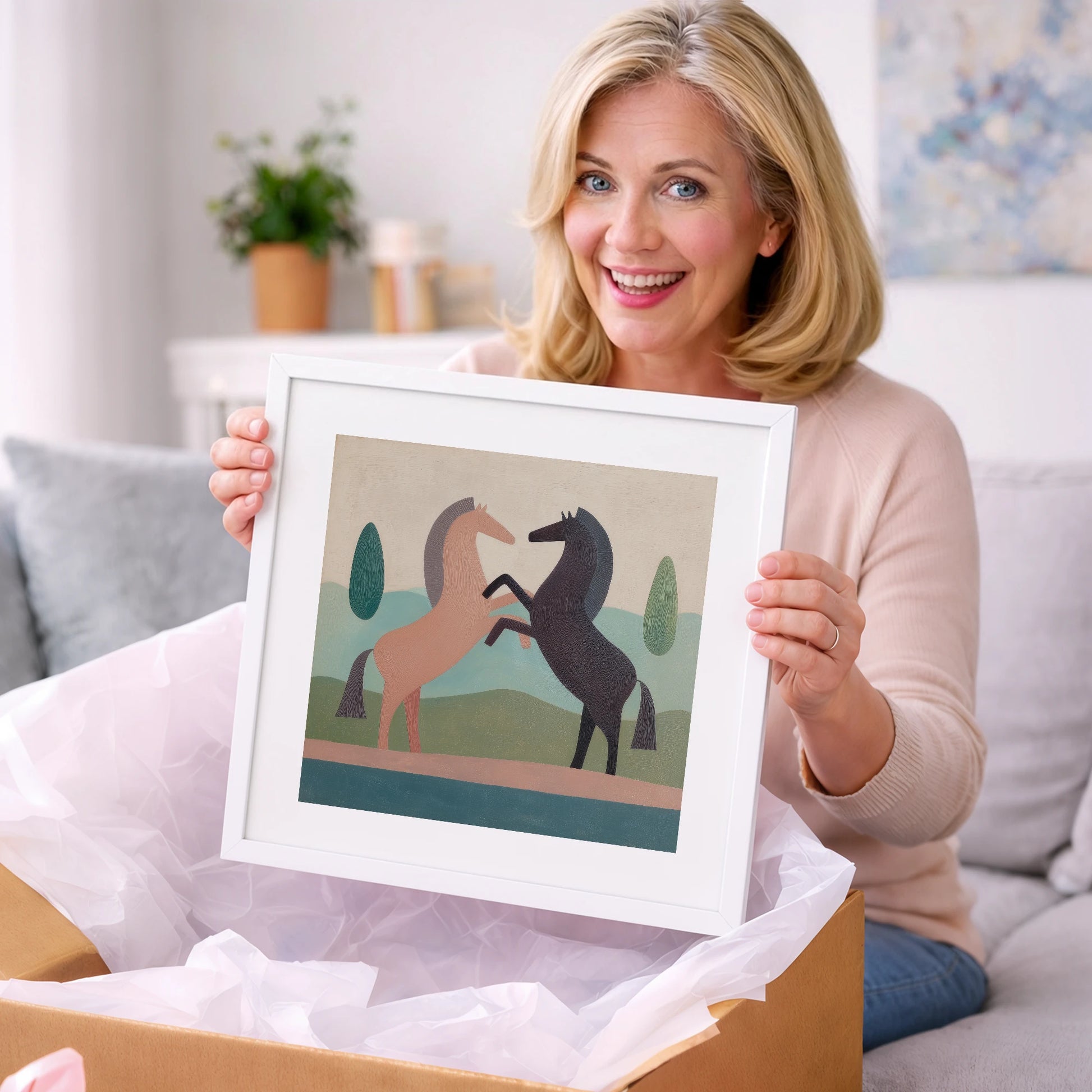 Earthy Equine Harmony - wild horses art gift idea for horse lovers