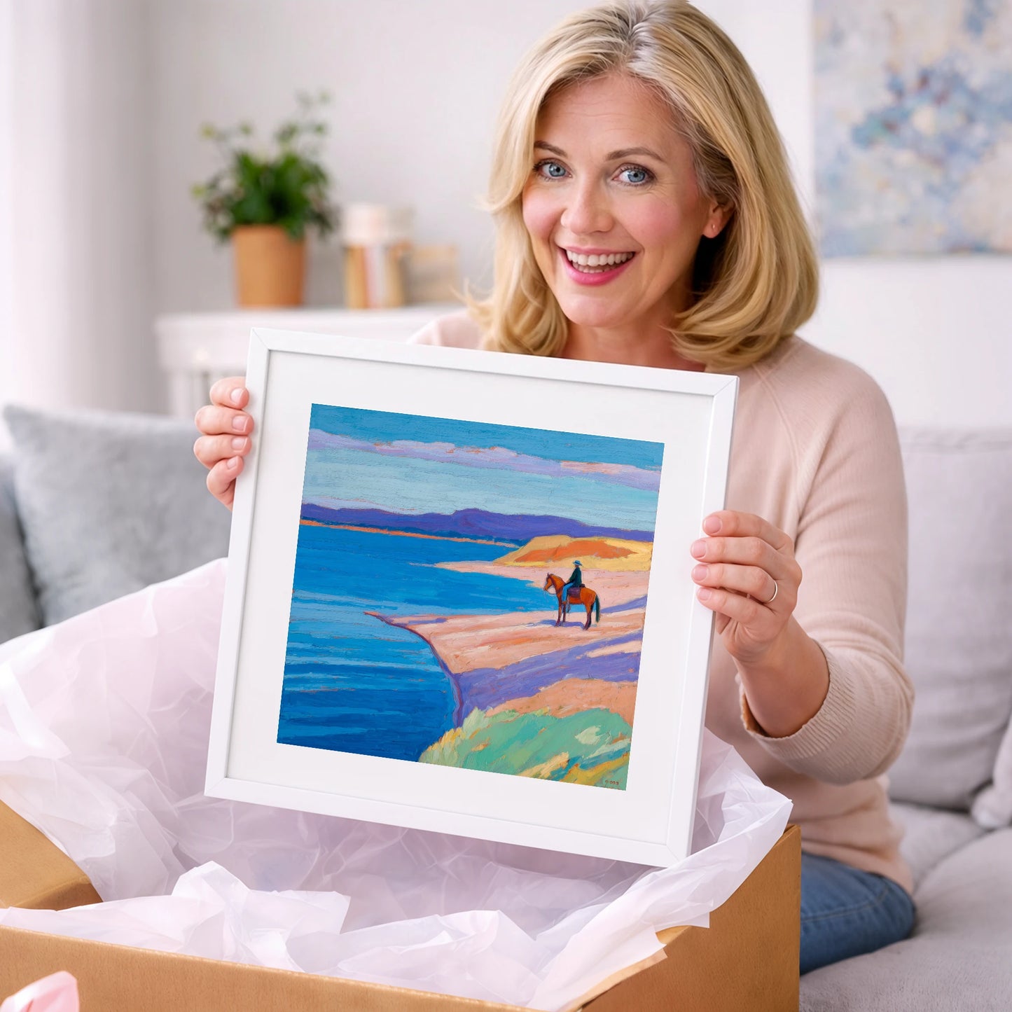 Edge of the Azure - beach horse art gift idea for horse lovers