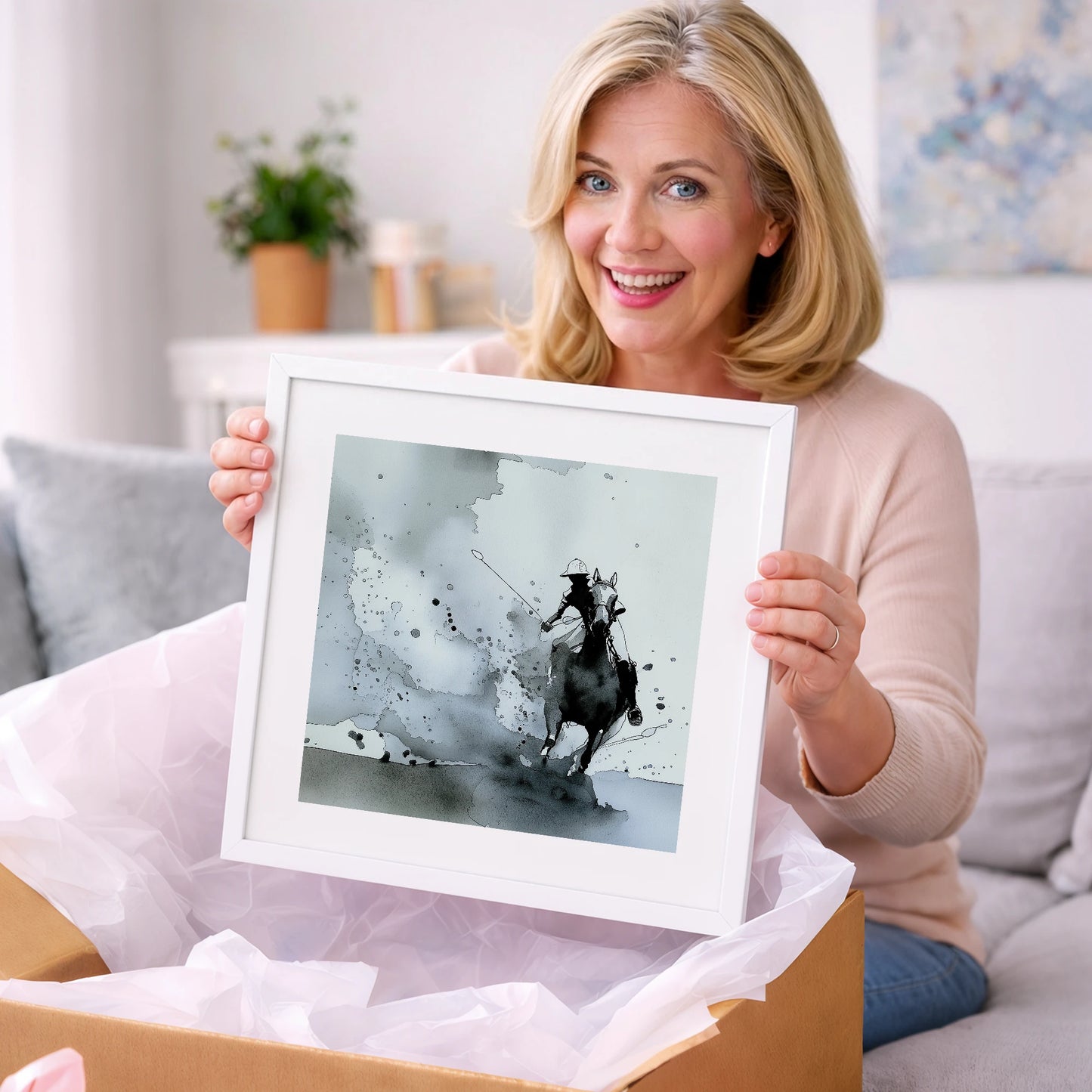 Out of the Mist - polo horse art gift idea for horse lovers