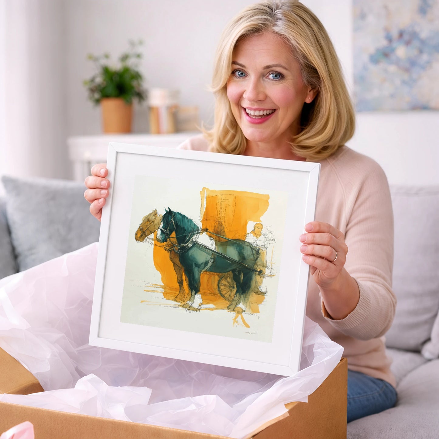 Harnessed in Amber - working horse art gift idea for horse lovers