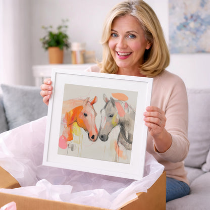 Tender Connection - horse portrait art gift idea for horse lovers
