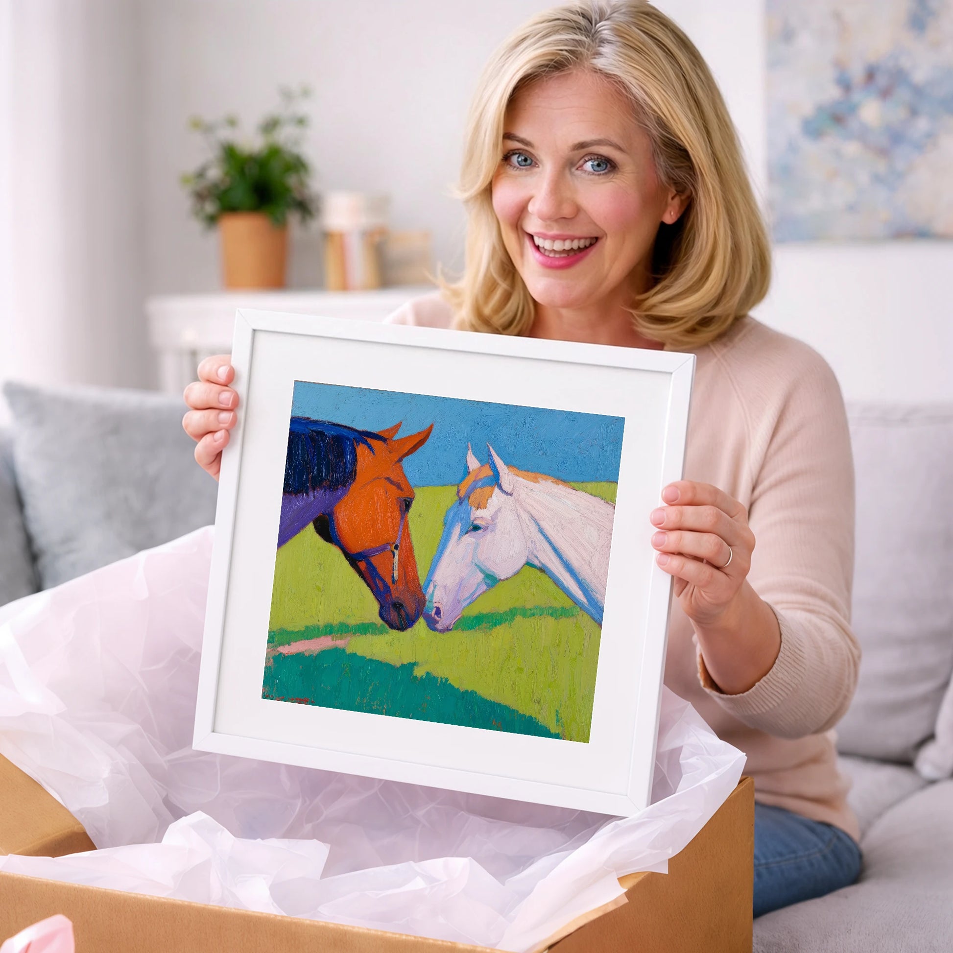 Vivid Equine Greeting - horse portrait art gift idea for horse lovers