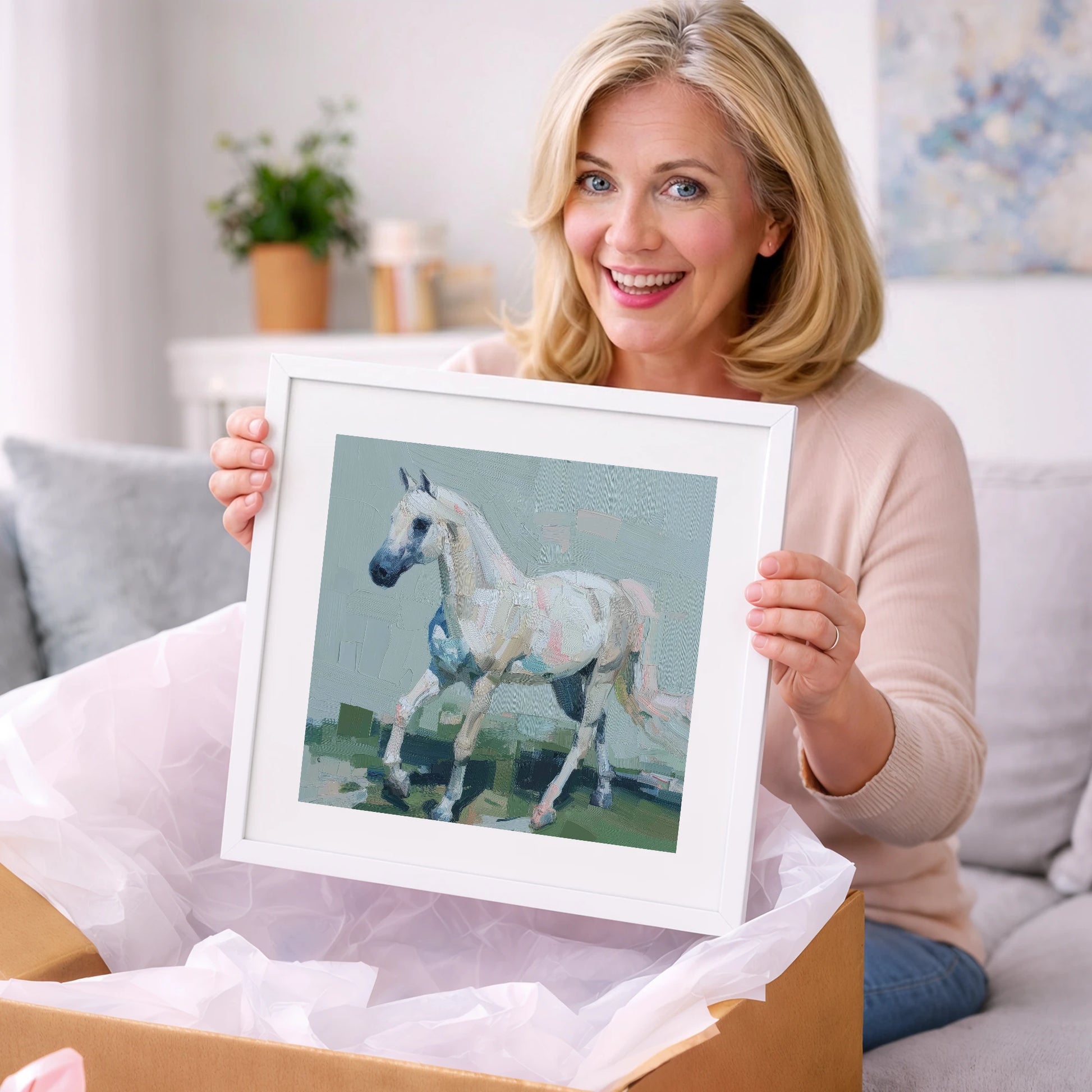 Contemporary Grey Stride - horse breed art gift idea for horse lovers