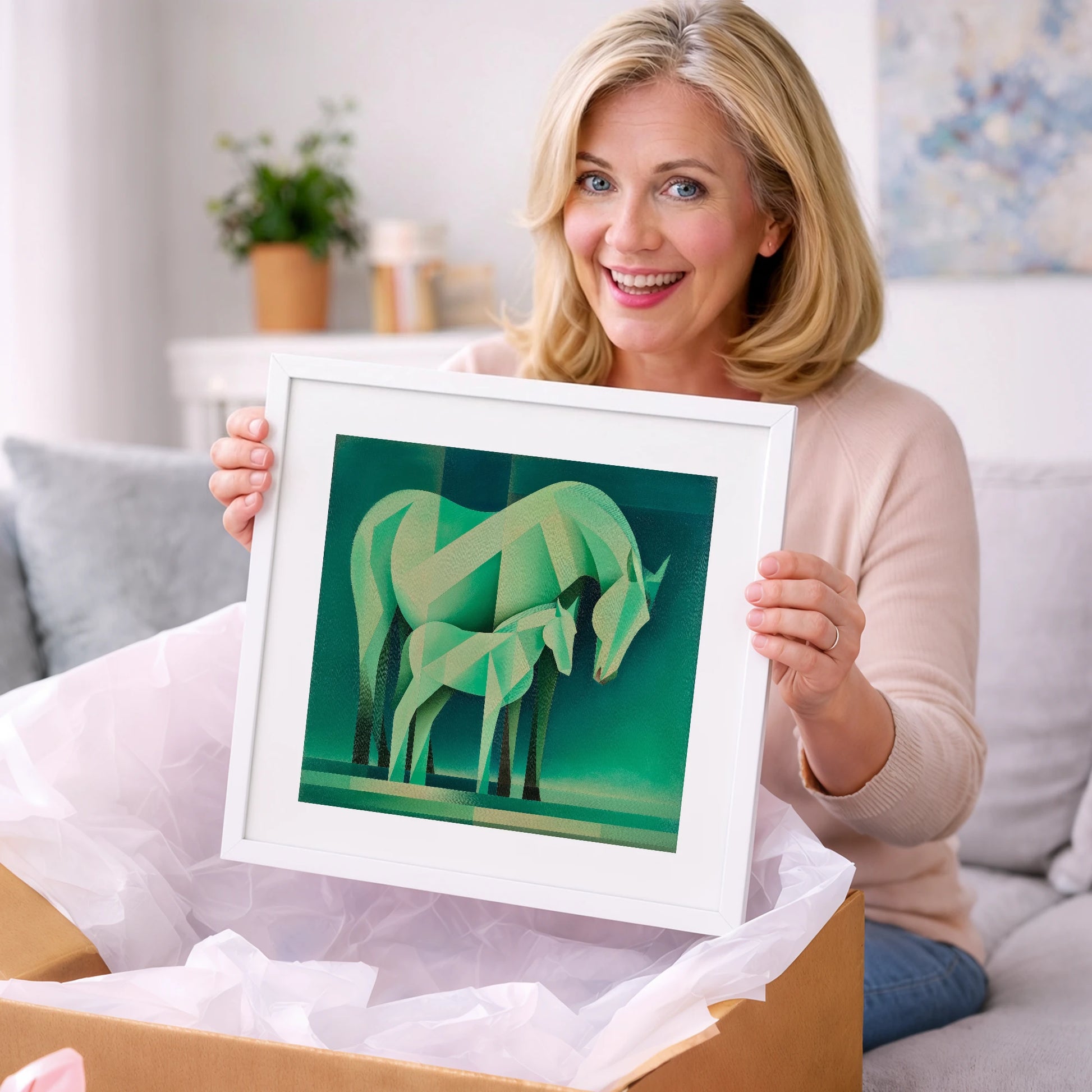 Verdant Harmony - mare & foal art gift idea for horse lovers