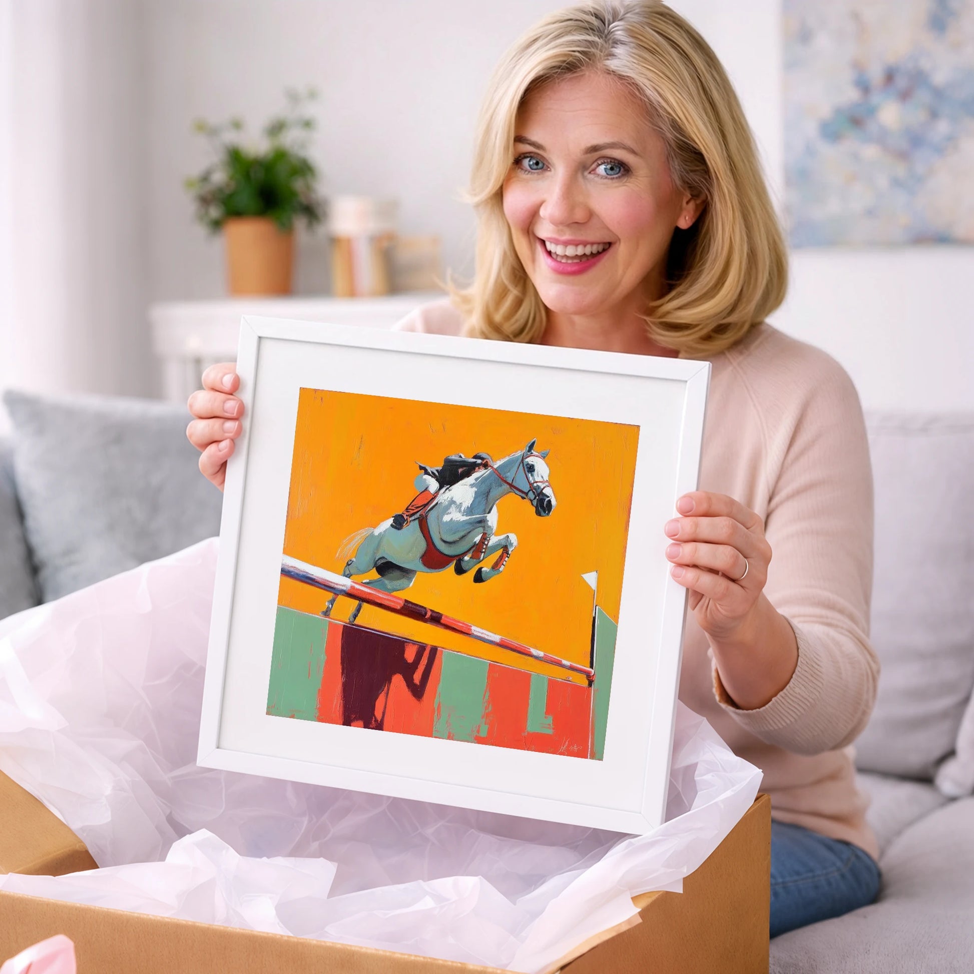 Power In Flight - show jumping horse art gift idea for horse lovers