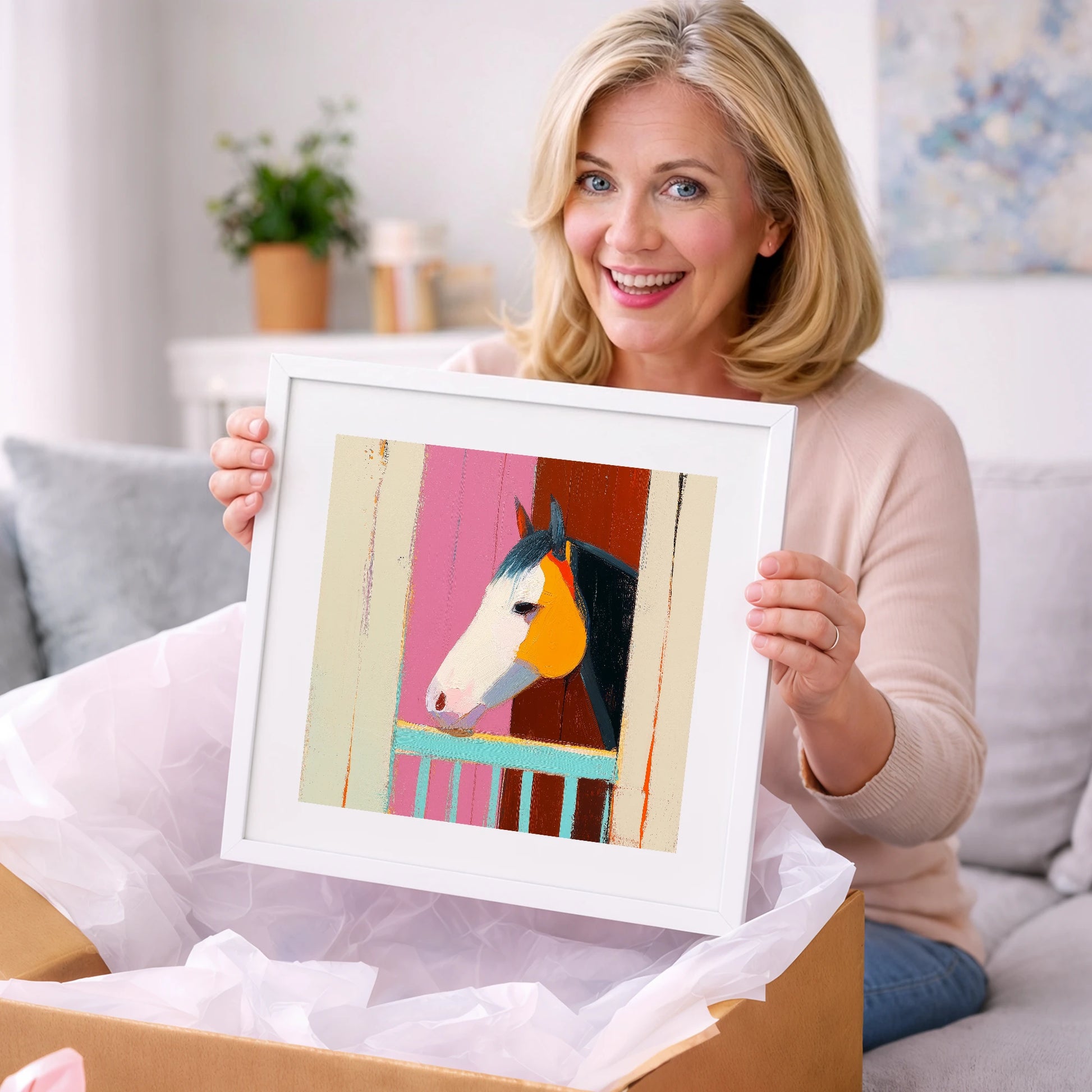 Over the Turquoise Door - horse stable art gift idea for horse lovers