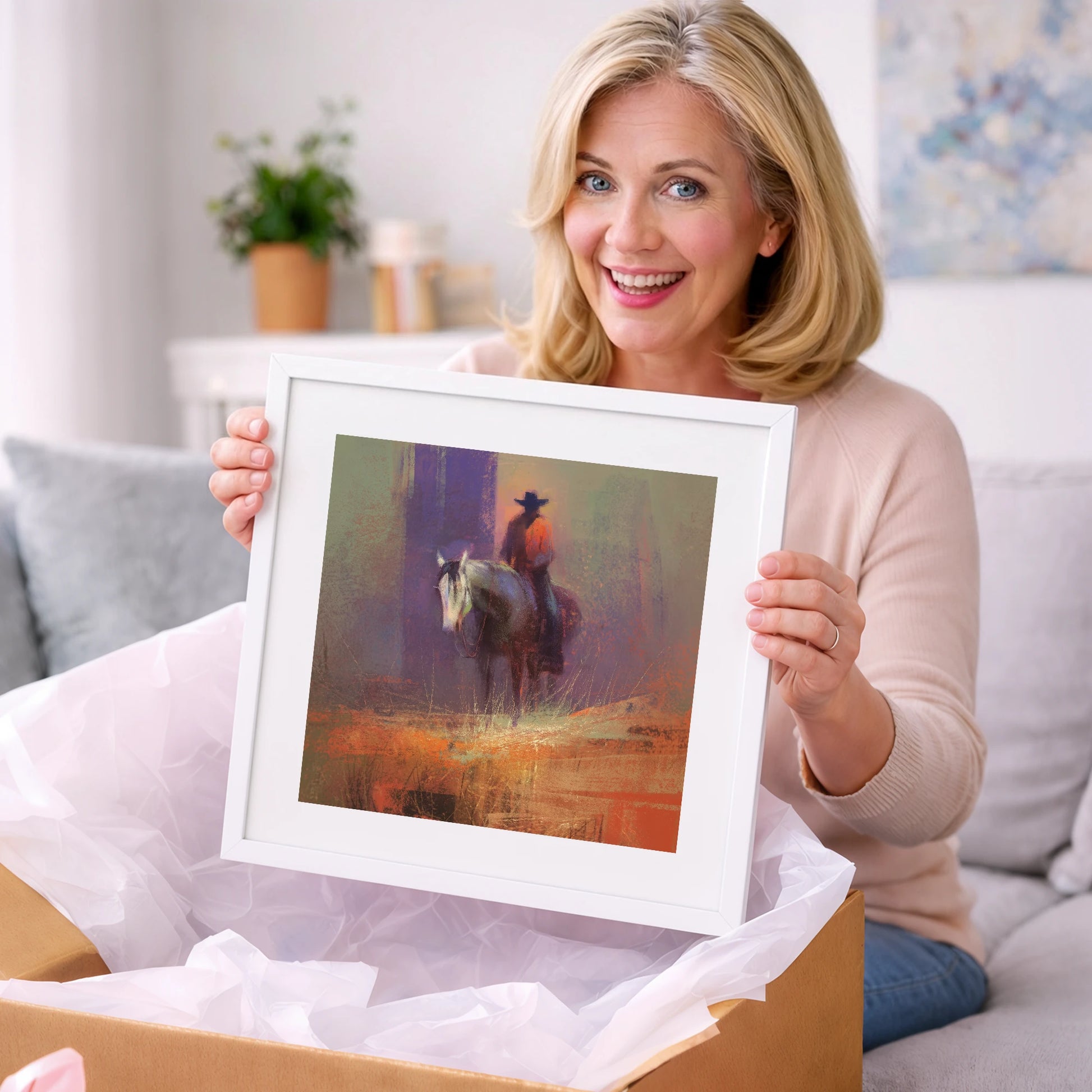 The Solitary Rider - western horse art gift idea for horse lovers