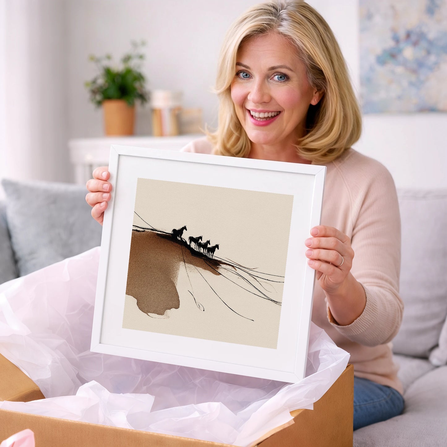 Herd on the Horizon - wild horses art gift idea for horse lovers