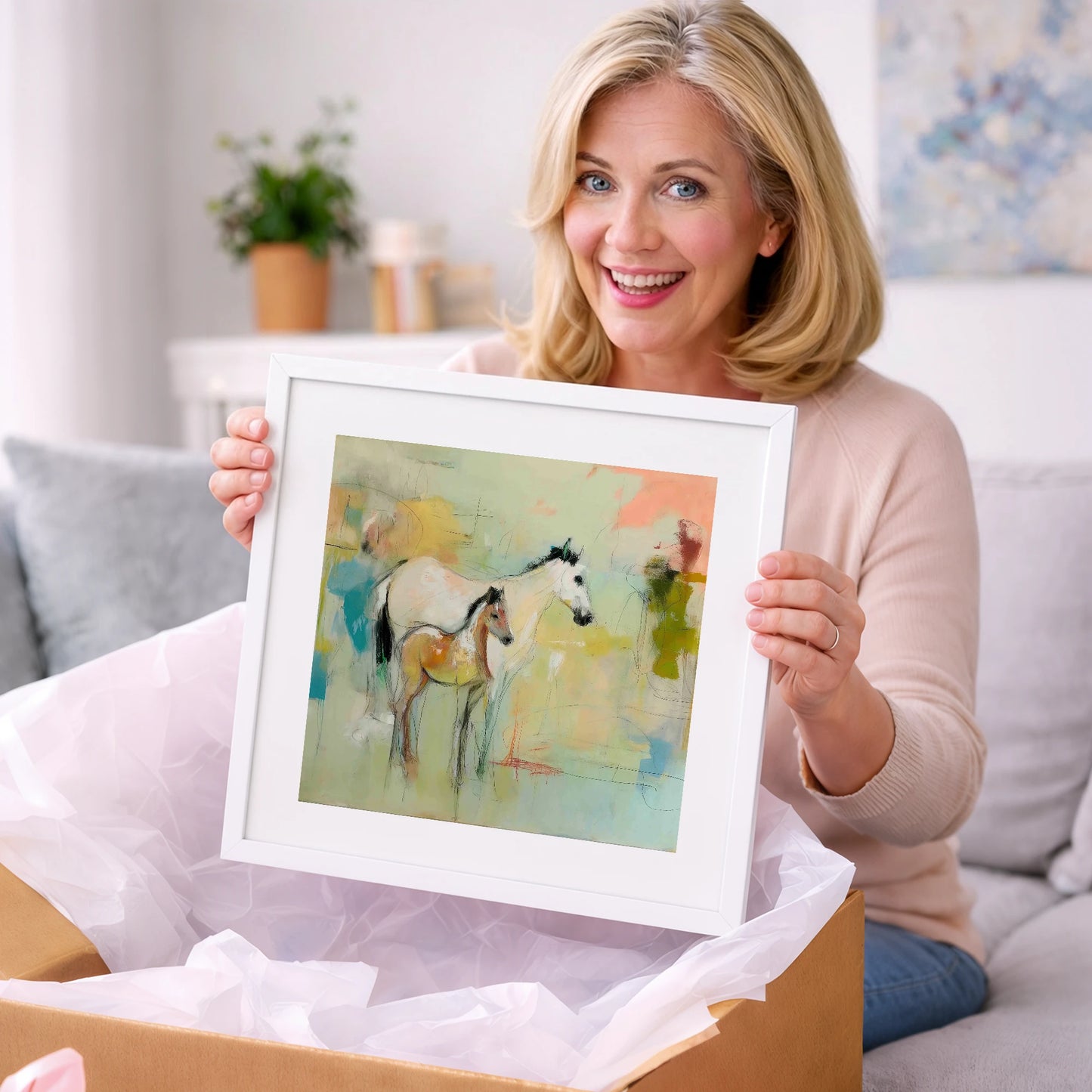 Ethereal Mare and Foal - mare & foal art gift idea for horse lovers